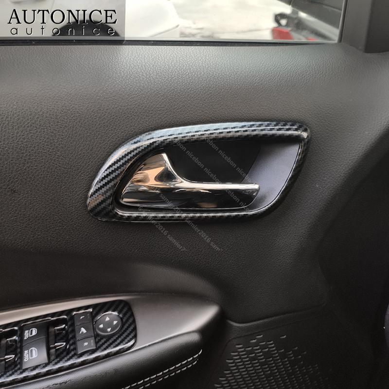 4PCS Carbon Fiber Color Door Handle Bowl Frame Cover Trim Fit for Dodge Journey JCUV 2013 2014 2015 2016 2017 2018