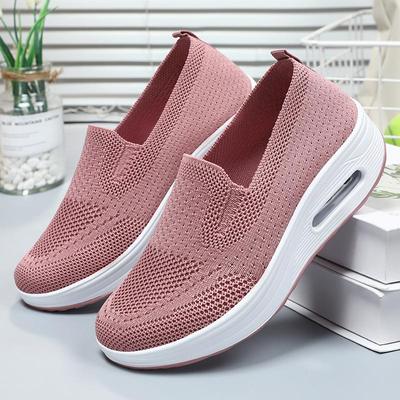 Damen 2025 Sommer Dicksohlige Fly-Knit Freizeitschuhe - Übergröße, Einfaches Hineinschlüpfen