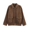 Womens Suede-Like Casual Jacket With Pockets Fall Loose Fit Streetwear Coat