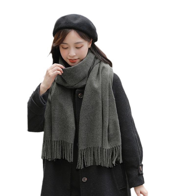 Women's Imitation Cashmere Winter Scarf - Thick Solid Color, Versatile Men's Shawl, Cashmere Wool Blend
