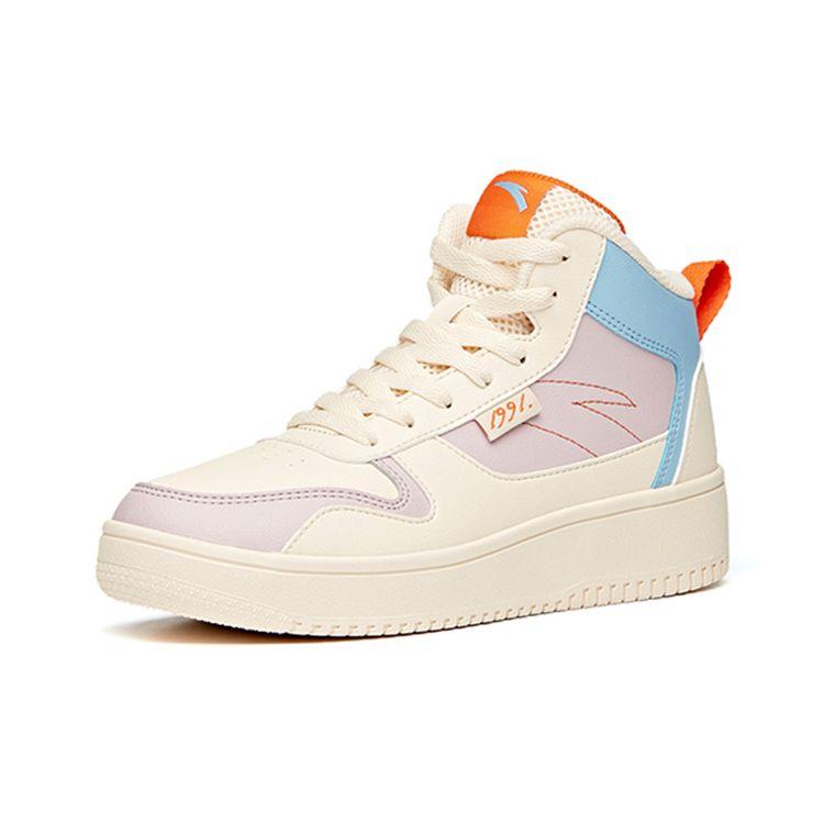 Anta Lifestyle Series Non-Slip High-Top Sneakers Women Sneakers White Purple Blue 922038010-10