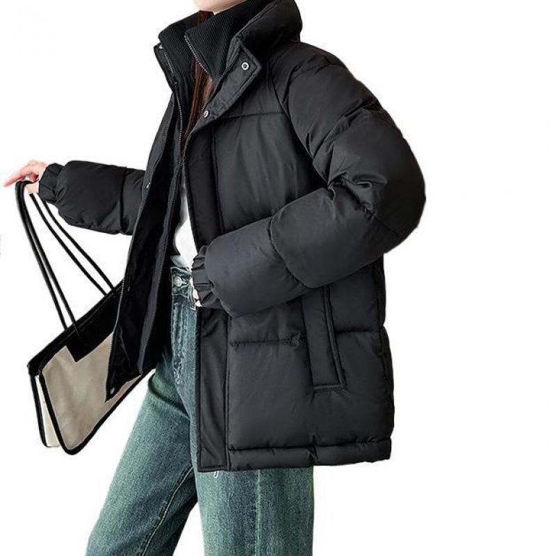 

Хлопковая одежда-двойка, женская зимняя свободная повседневная корейская версия, воротник-стойка, парная универсальная куртка с хлопковой подкладкой 2XL чёрный