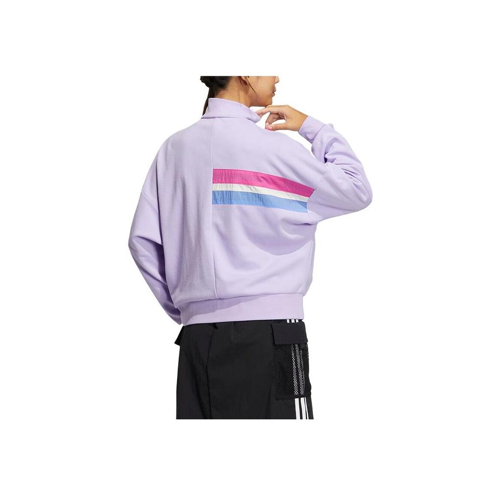 Adidas Neo Loose Fit Retro Color Block Stand Collar Jacket Women Jackets Purple IA5335