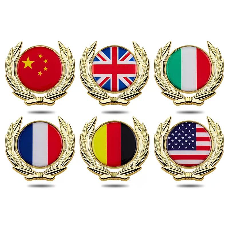Car Metal National Flag Car Sticker China United States United Kingdom France Germany Italy National Flag Car Emblem Car Sticker Side Emblem