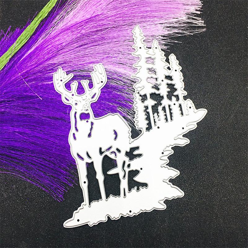 Elch auf dem Hügel, Metall- und Stahl-Stanzformen, Schablonen, Scrapbooking, Basteln, 3D-DIY, Festival-Kartenherstellung