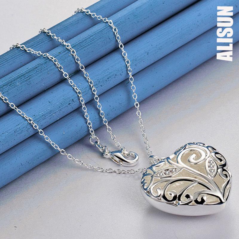 Naszyjnik z wisiorkiem w kształcie serca ze srebra próby 925 w kształcie serca Modna biżuteria ślubna