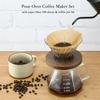 Pour-over Coffee Kettle ,Glass Carafe with Lid Walnut Handle Filter,Drip Coffee Maker Pot for Home Café Restaurant Camping