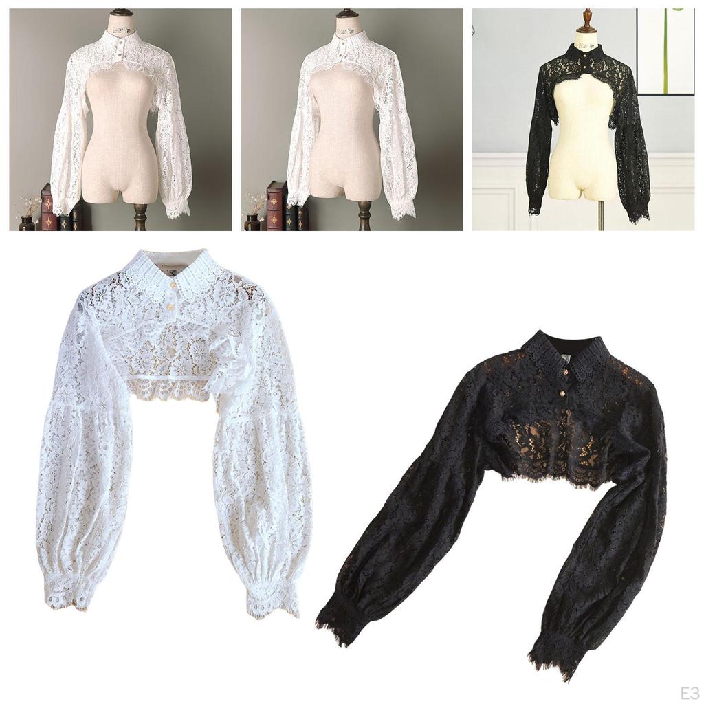 Collar Detachable Floral Layered Lace Wrist Cuff Set Sleeve Cuffs for Women Girls Costume Accessory