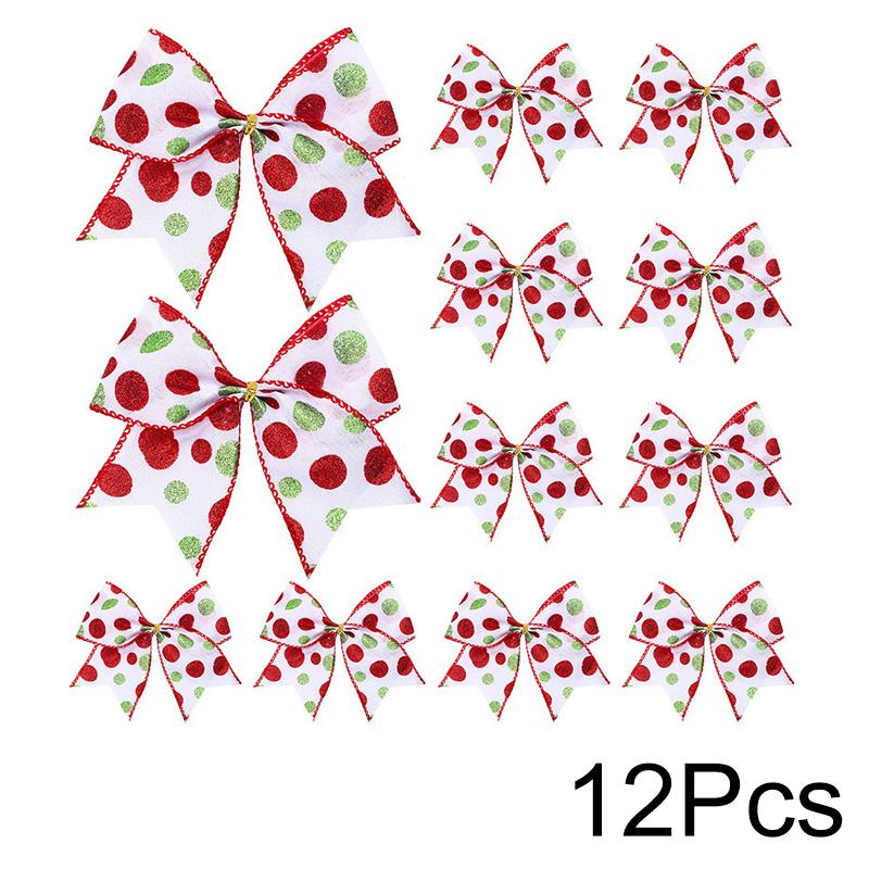 

12 шт. Ленты Украшения Венок Красный Зеленый Украшения для Коробки Атласные Банты Разных Цветов Рождественские Банты для Рождественской Елки 12pcs белый