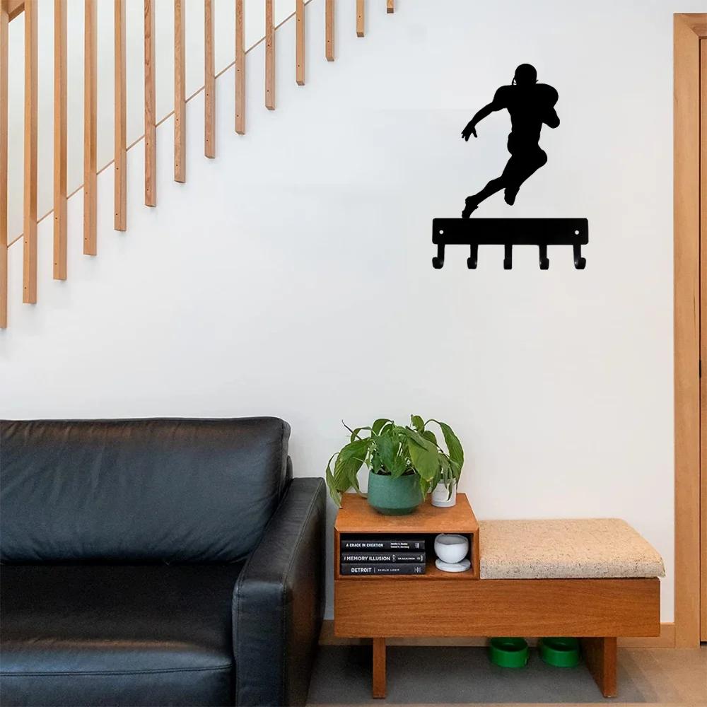 1pc Promotion Football Receiver Sport  Key Hooks Holder  Small 6 Inch Wide Hallway Key Holder Bathroom Towel Hooks Wall Sticker