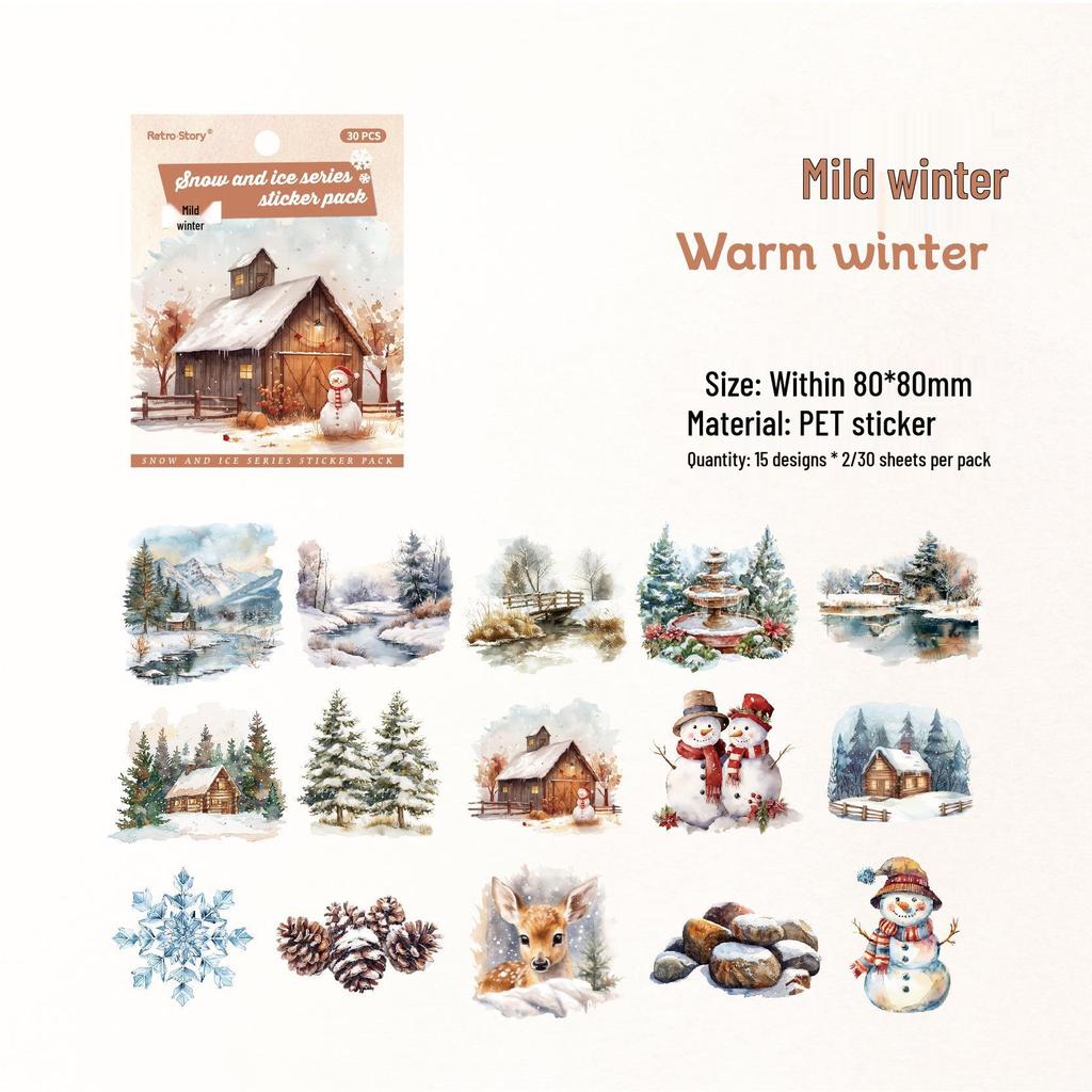 Winter Snow DIY Collage Stickers - Christmas Journal Pack