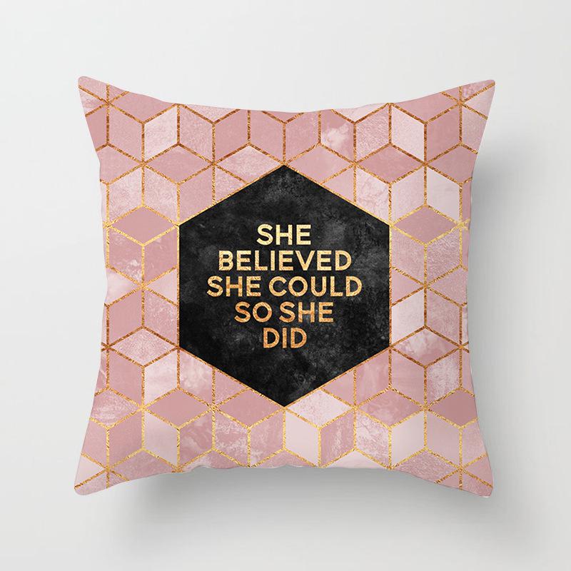 Car Cushion Cover Geometric Gold Print Sofa Square Pillow Cover Cushion Cover Home Furnishings