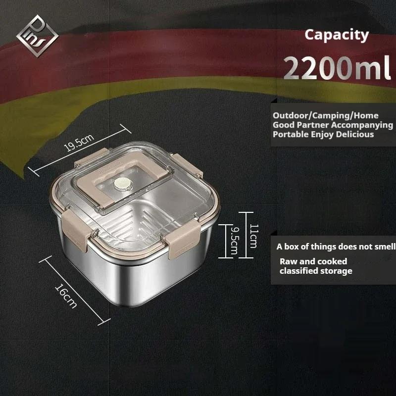 Ланч-бокс с ручкой из нержавеющей стали, пищевой, для холодильника, для хранения, для микроволновой печи, для дома, большой емкости, герметичный пикниковый контейнер