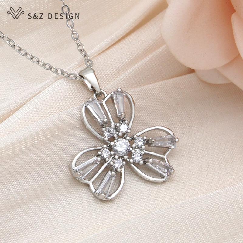 

Модное ожерелье с подвеской в ​​виде розового золота с кубическим цирконием и тремя лепестками орхидеи для женщин, ювелирные изделия для свадебной вечеринки