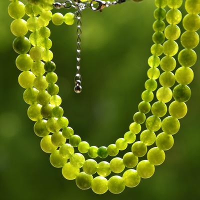 Naturstein Peridot 6mm 8mm 10mm Runde Perlen Halskette Böhmische Damenmode Frischer Sommerurlaub Handgefertigt Zirkon