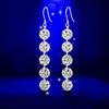 Women Bridal Elegant 5 Rhinestones Long Dangle Tassels Hook Earrings Jewelry KTJ