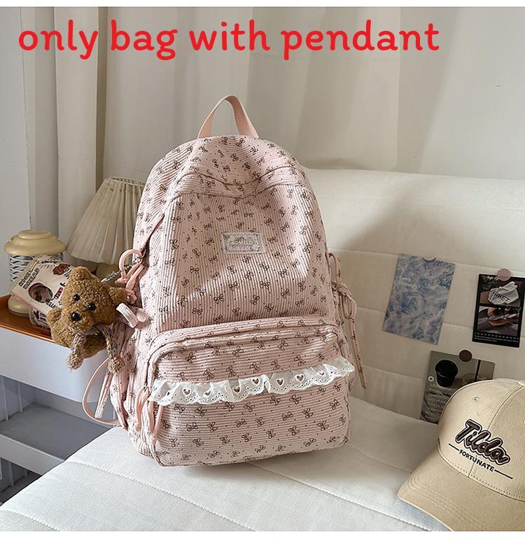 Korean Style Girls Backpack With Bow Pattern For School And Travel Purposes
