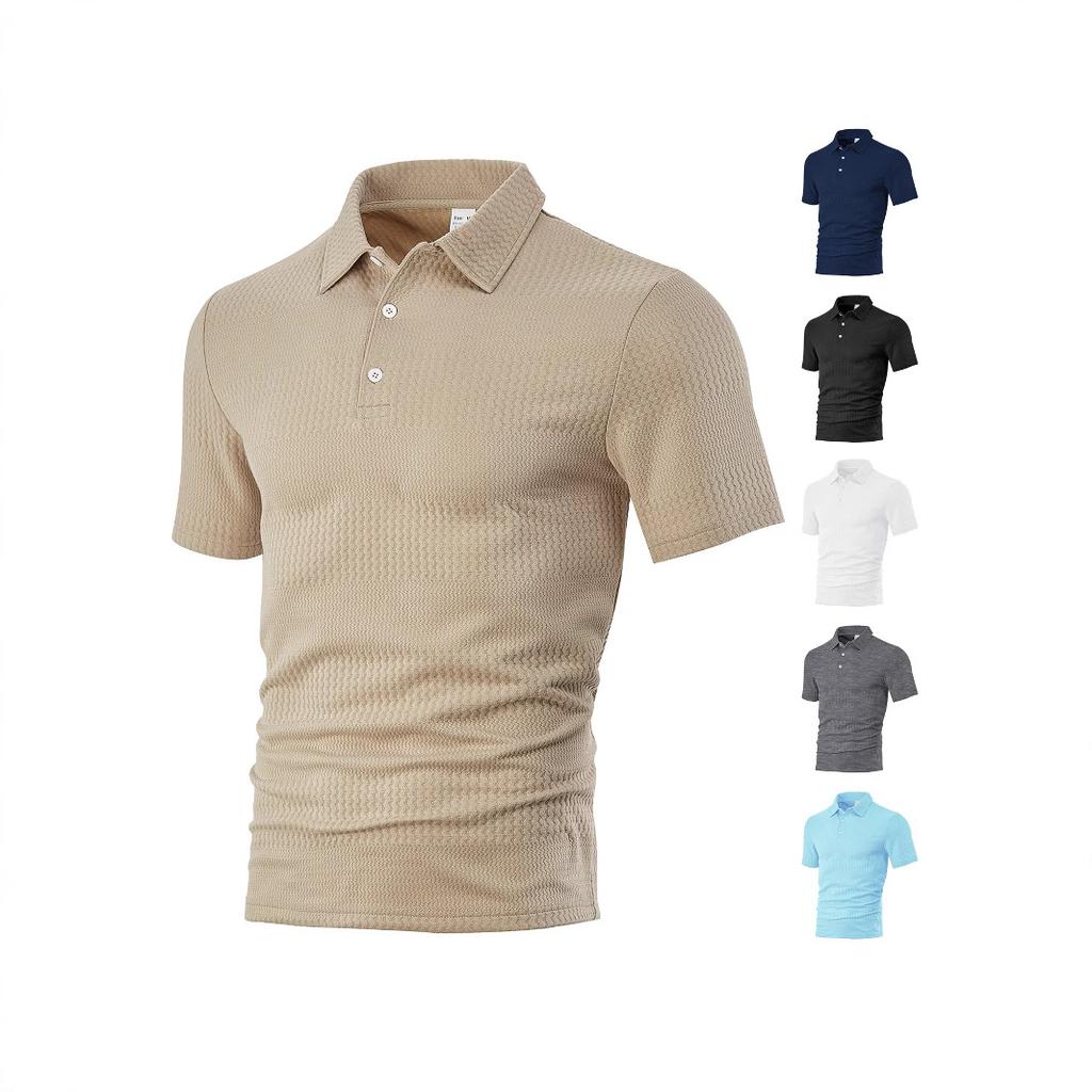 Fashion year European and American men's clothing new spot summer loose casual lapel jacquard short-sleeved polo shirt
