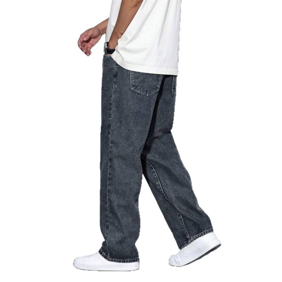 American summer jeans trendy loose straight casual jeans men's