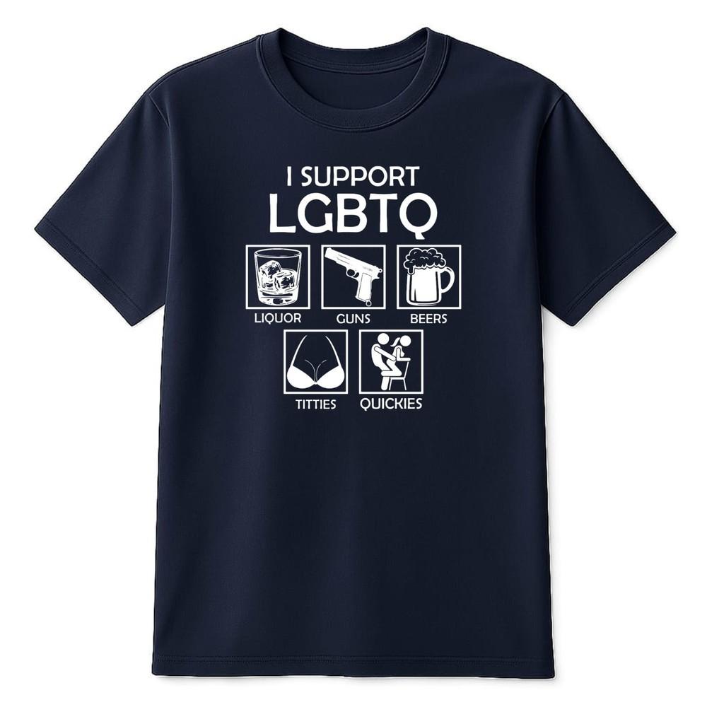 Es atbalstu LGBTQ Smieklīgs T-krekls Tumšs