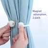 Magnetic Curtain Tiebacks Pearl Ball Elegant Woven Rope Curtain Holdbacks Magnet Drapery Tie Back Clips Curtain Holder for Living Room Bedroom Home