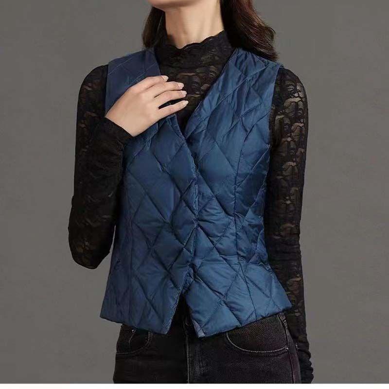 Women's Down Vest for Autumn and Winter Inner Wear Warm Waistcoat Mother's Style Short V-Neck Vest