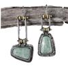 Retro Trapezoidal Turquoise Jadeite Earrings, Stylish Asymmetrical Earrings for Women