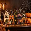 Rustikální podzimní středové dekorace stolu Halloween Retro strašidelná vesnice Dřevěná dekorace na stolní desku, Podzimní statek Čarodějnice Americký venkovský styl Figurky