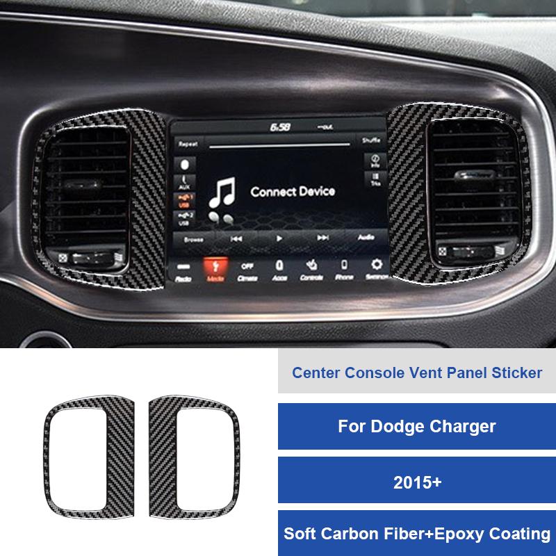 For Dodge Charger 2015 2016 2017 2018 2019 2020 2021 2022 Carbon Fiber Center Console Dashboard Central Air Vent Panel Sticker