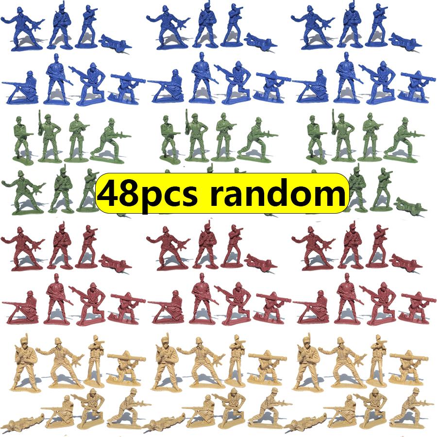30/48pcs Soldier Action Figures Yellow Blue Green for Collectible Model Scenes Military Themed Party Decor Desktop Ornament JXB