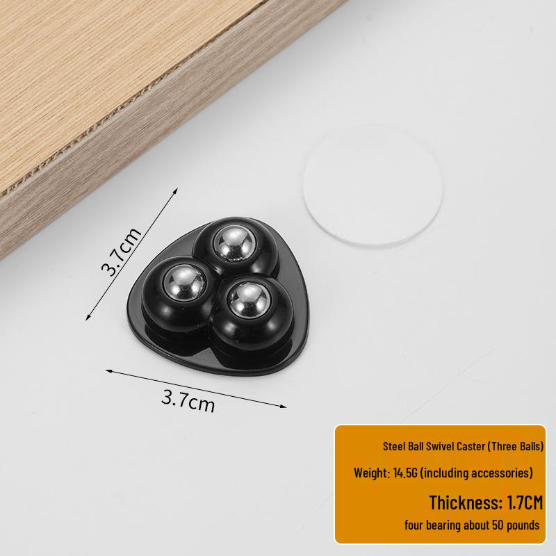 Punch-Free Adhesive Caster Wheels - Silent, Wear-Resistant, Ball Bearing, Thickened Base for Household Mobility.