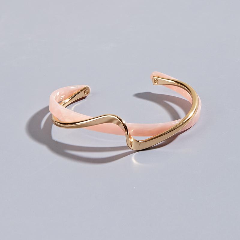 Braccialetti di conchiglie bianche Braccialetti di metallo piegati a bordo Braccialetti da mano da donna Braccialetti di apertura geometrici a forma di C Gioielli Regali