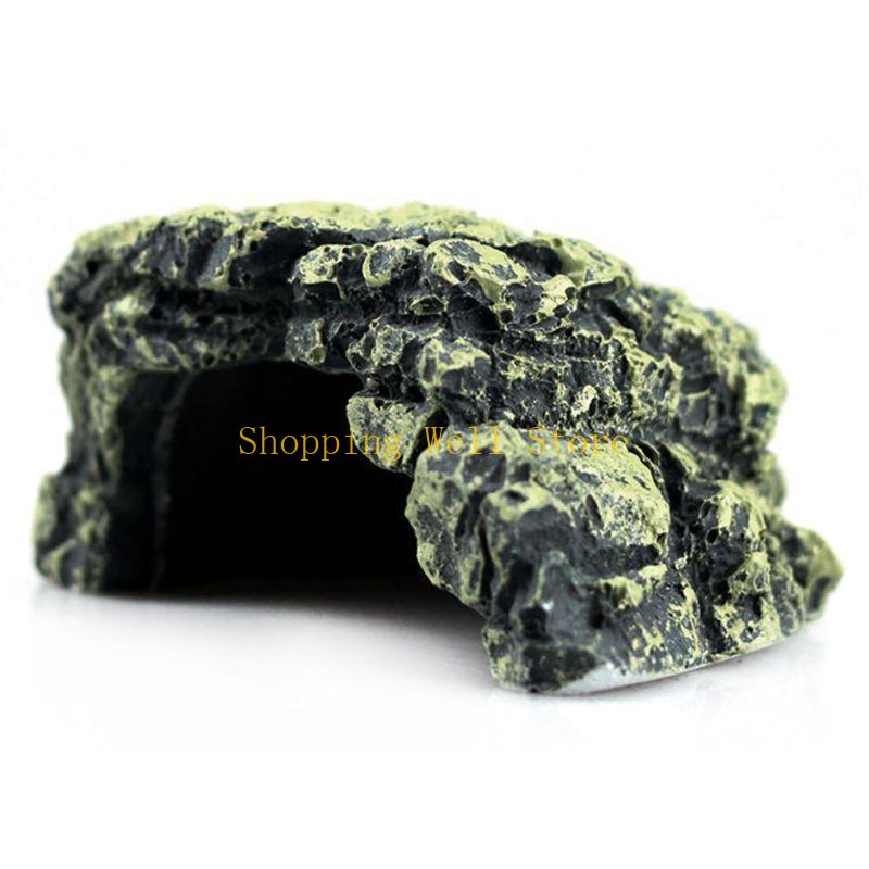 KX4B Hideout Cave Aquarium Rock Hide for Turtle Basking Shelter for Hermit