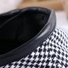 All-match PU Leather Leather Label Chain Women Berets Painter Hat Korean Style Hat Houndstooth