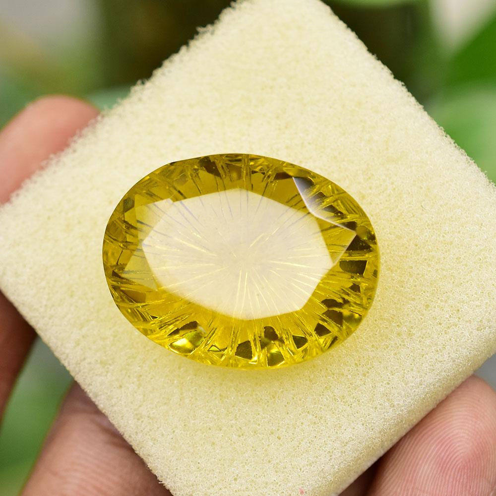 Lab Created Yellow Topaz 51.7 Ct Oval Shape Loose Gemstone For Gifting
