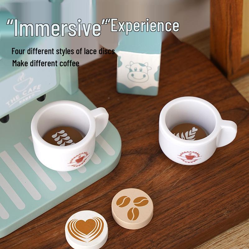 Wooden Coffee Maker Play Set for Kids Ages 3-6 - Mini Kitchen Toy for Early Education