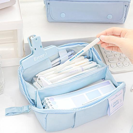 Pouzdro na tužky Velkokapacitní oboustranné pouzdro na tužku ve tvaru tofu Multifunkční úložiště pro psací potřeby a kosmetiku