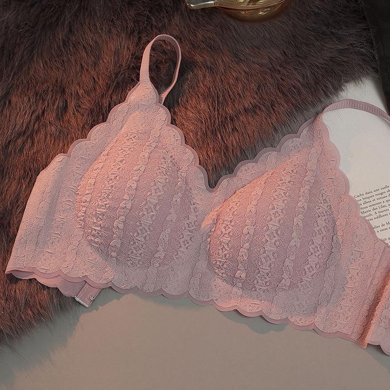 Women's Bra Cloud Bubble Underwear Small Chest Gathered No Underwire Bra Thin Style Lace Bra
