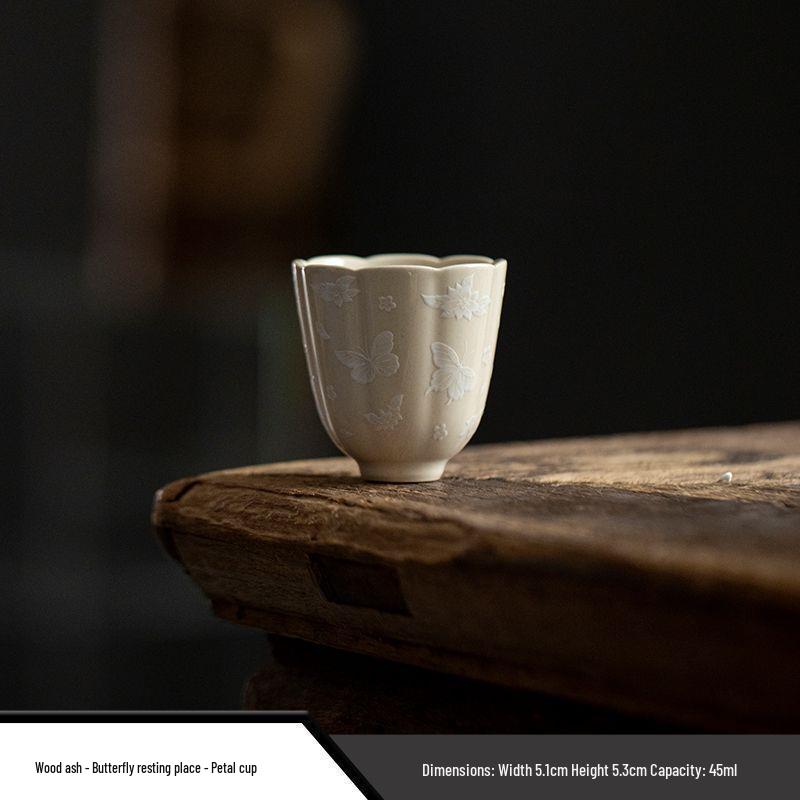Fragrant Ash Butterfly Gaiwan: Elegant Ceramic Tea Set for Kung Fu Brewing