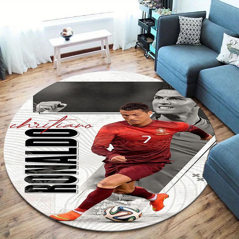Στρογγυλό Χαλί Cristiano Ronaldo, Χαλί για Σαλόνι Υπνοδωμάτιο Καναπέ Παιδικό Δωμάτιο Διακόσμηση, Αντιολισθητικό Πατάκι
