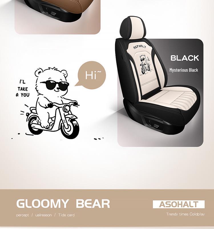 All-Season Linen Car Seat Cover - Breathable, Full Coverage with Cute Cartoon Design for Autumn/Winter