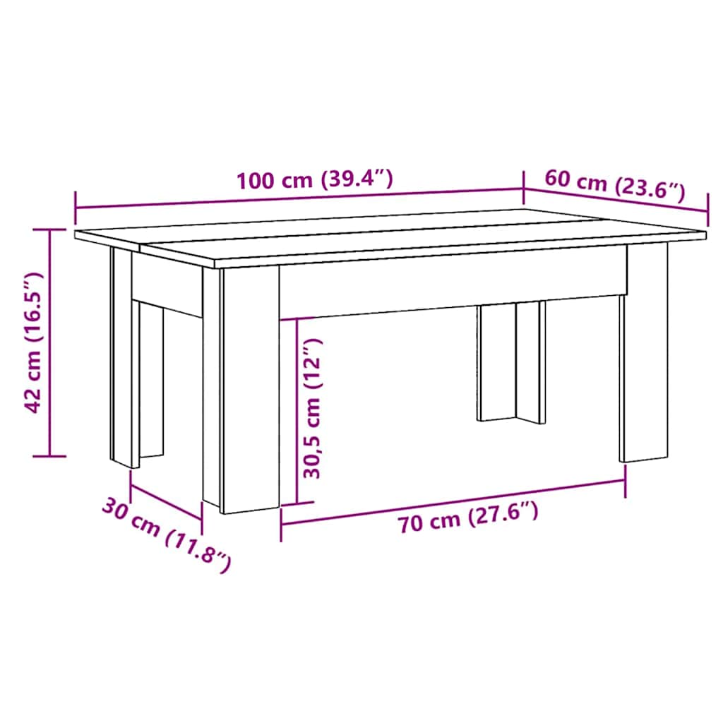 Coffee Table Concrete Grey 100 x 60 x 42 cm Wood Based Material