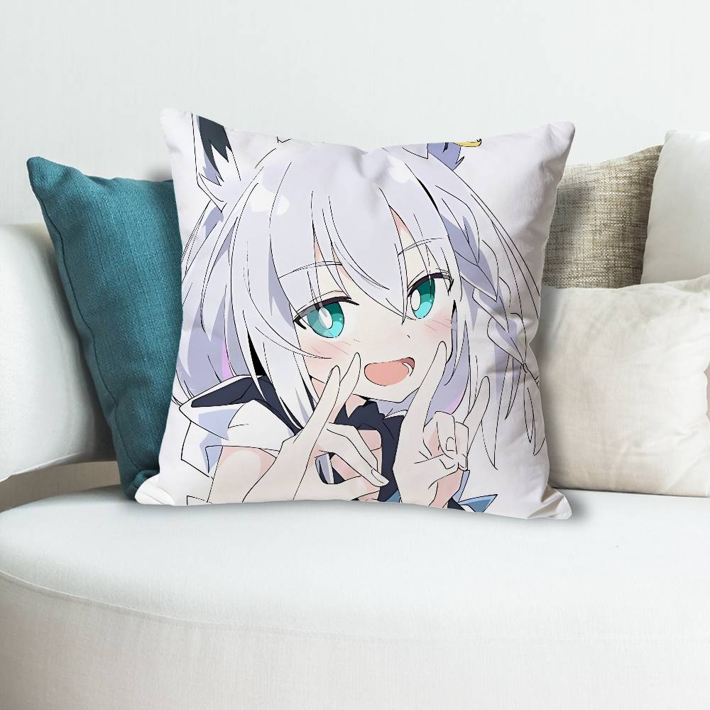 Cute SShirakami FFubuki Anime Celebrity Merchandise AllMatch Printed Pillow Case Sofa Car Office Room Decoration Protector