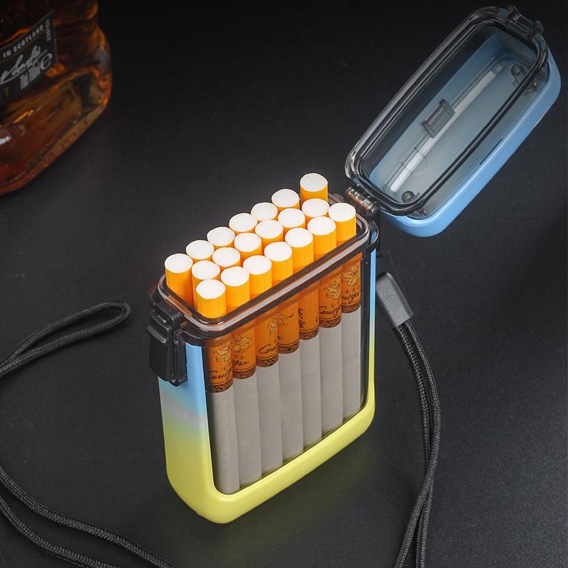 Waterproof Transparent Cigarette Case with Lanyard - Fits 20 Regular Cigarettes, Stylish Storage for Men and Women.