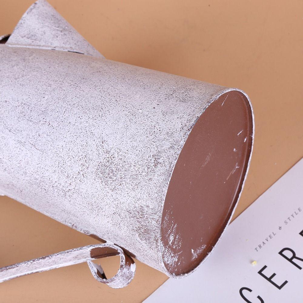 French Script Dried Flower Vase Empty Iron Container Container Iron Art Bucket Garden