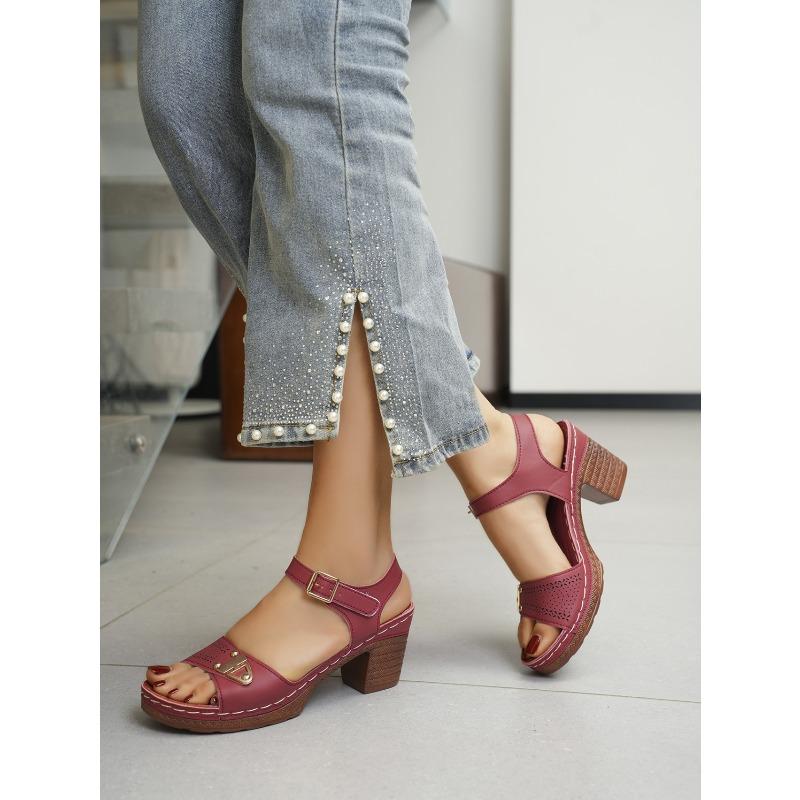 Sandali Estivi da Donna con Tacco Grosso e Tacco Alto, Calzature Casual Comode, Disponibili in Taglie Grandi.