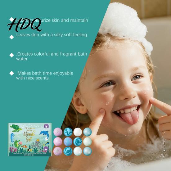 Non-staining Bath Bombs 12Pcs Ocean-Themed with Animal Toys Fizzy Colorful Bubble Balls for Fun Kids Natural Sea Salt Essential Oils Moisturizing