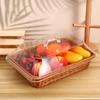 Simulated Rattan Bread Basket Transparent Cover Rustic Woven Storage Basket for Kitchen Restaurant Bakery Fruit Vegetable