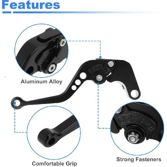 Motorcycle Short Brake Clutch Lever Adjustable for Suzuki GSXR600 GSXR750 GSXR1000 Solid Black Aluminum Alloy Handlebar Brake Lever Clutch Lever