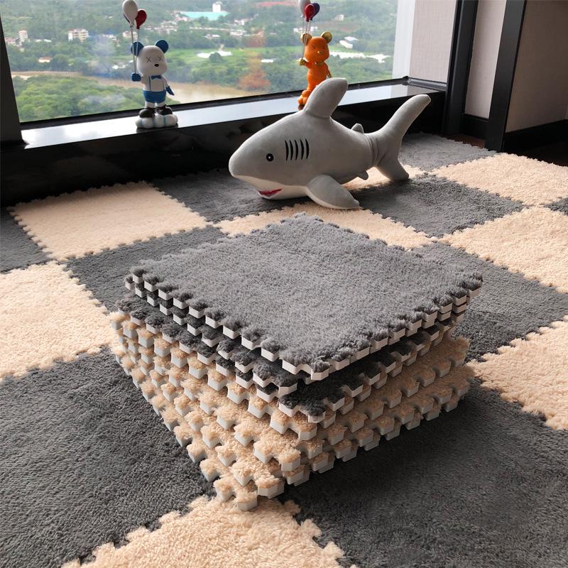 Soundproof Plush Patchwork Carpet: Bedroom & Living Room Rug, Free Cut, Silent Bedside Mat